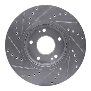 Hyundai Santa Fe Brake Rotor (1) - Front Right - R1 Concepts - Drilled & Slotted - Silver - `07-`09